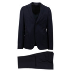 Wool 2-Button Canvas Suit // Navy Blue (Euro: 44)