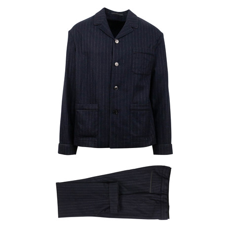 Pinstripe 4-Button Suit // Navy Blue (Euro: 44)