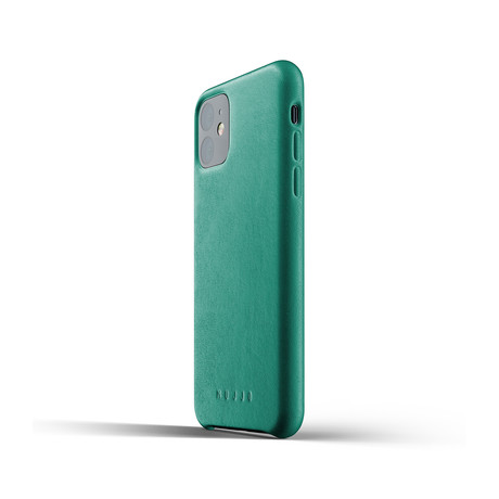 Full Leather Case // iPhone 11 // Alpine Green (Tan)