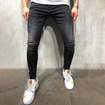 Jeans + Side Stripes II // Black, White (32WX32L)