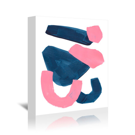Navy Pink Abstract Shapes (5"H x 7"W x 1"D)