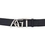 Andre Giroud // Exotic Alligator Belt // Navy Blue (Black Buckle)