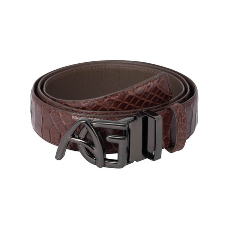 Andre Giroud // Exotic Alligator Belt // Kango Brown (Black Buckle)