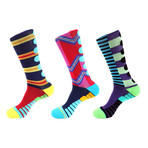Lane Stripe Athletic Socks I // Multicolor // Pack of 3