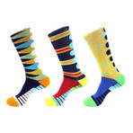 Tiger Stripe Athletic Socks I // Multicolor // Pack of 3