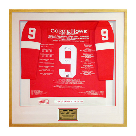 Gordie Howe Signed + Framed Detroit Red Wings Career Jersey // Limited Edition