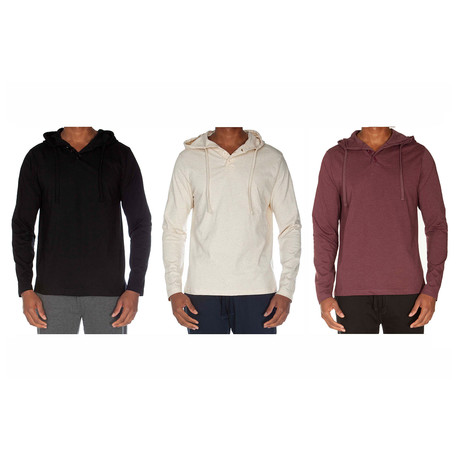 Super Soft Hoodie Henley // Pack of 3 (S)