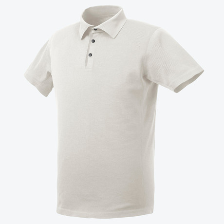 Commute // Synchknit Short Sleeve Polo Shirt // White Floss (S)