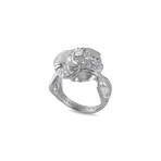 Vintage Chanel 18k White Gold Camelia Diamond Ring // Ring Size: 5.5