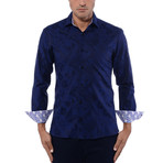 Abstract Art Long Sleeve Shirt // Navy Blue (XL)