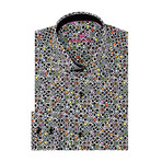 Abstract Art Poplin Print Long Sleeve Shirt // Black + Multicolor (2XL)