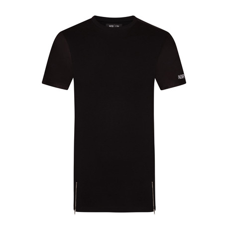 Suede Zip T-Shirt // Black (XL)