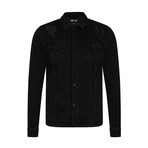 Distressed Denim Jacket // Black (XL)