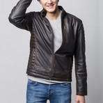 Spike Leather Jacket // Brown (Euro: 58)