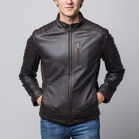 Spike Leather Jacket // Brown (Euro: 46)