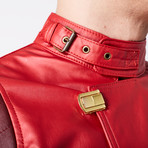 Akira Leather Moto Jacket // Red (2XL)