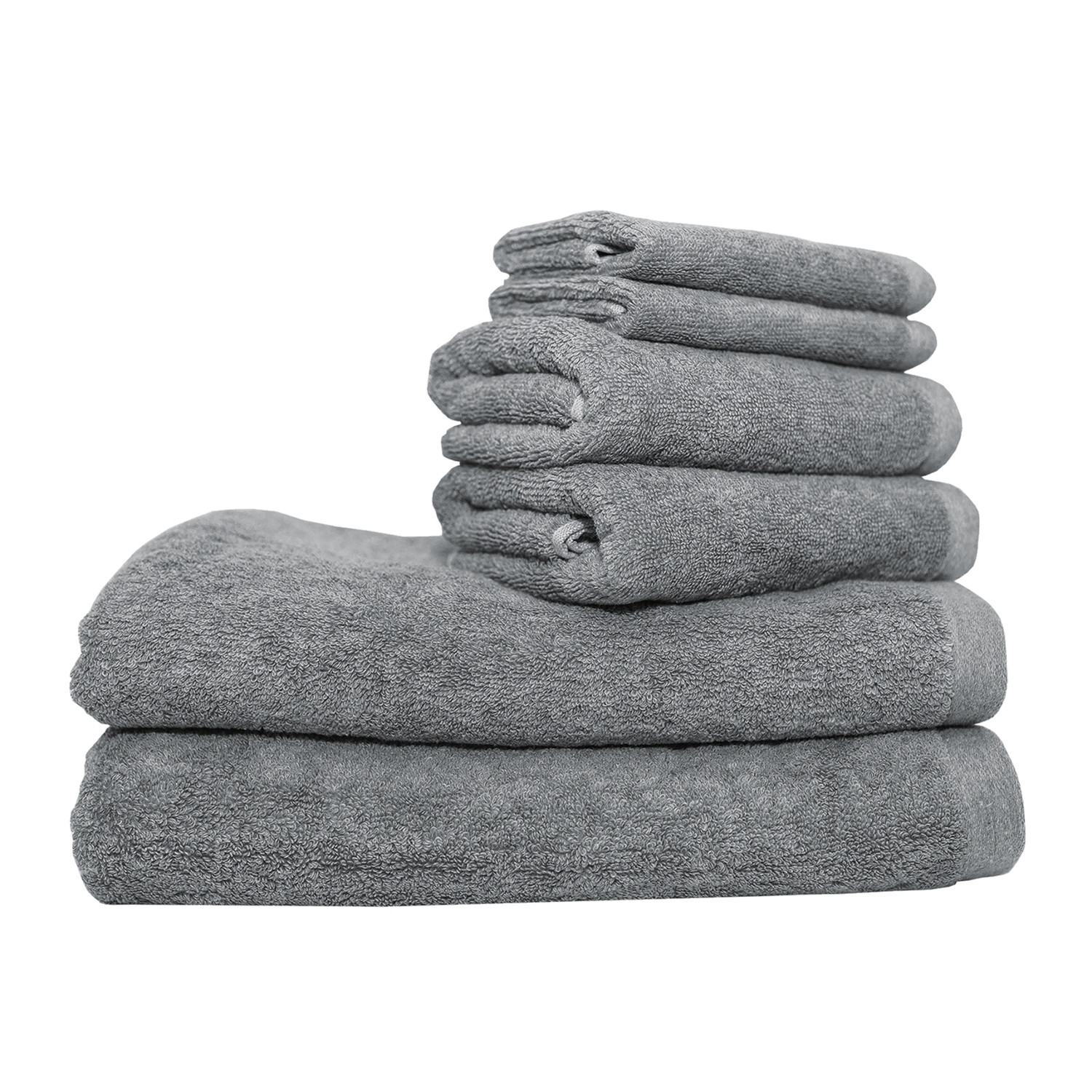 Eco-Melange Blue, White and Gray Bath Towels Set of 2