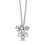 Flower Garden Leaves Triple Pendant Necklace (Silver)