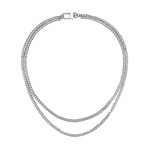 Double Layer Curb Link Chain Necklace // Silver