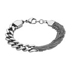 Curb Link Chain And Half Small Chain Bracelet // 10mm (Silver)