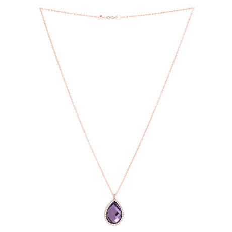 Roberto Coin 18k Rose Gold Diamond + Amethyst Necklace
