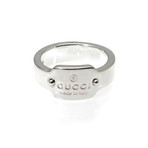 Gucci Trademark Sterling Silver Band Ring // Ring Size: 8.25