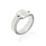 Gucci Trademark Sterling Silver Band Ring // Ring Size: 8.25