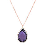 Roberto Coin 18k Rose Gold Diamond + Amethyst Necklace