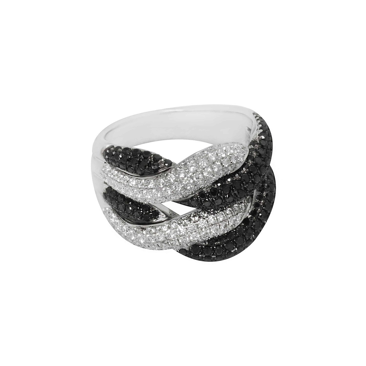 Roberto Coin 18k White Gold Diamond + Black Diamond Ring II // Ring ...