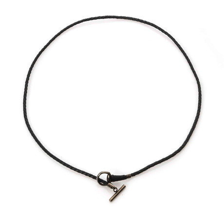 Gucci Sterling Silver + Leather Lariat Necklace