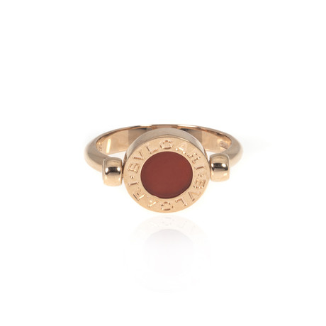 Bulgari Bulgari 18k Rose Gold Mother of Pearl + Carnelian Ring (Ring Size: 6.25)
