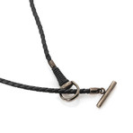 Gucci Sterling Silver + Leather Lariat Necklace