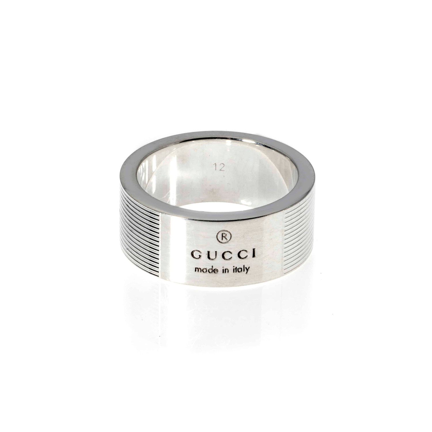 Gucci Mille Righe Sterling Silver Band Ring (Ring Size: 4.5) - Luxury ...