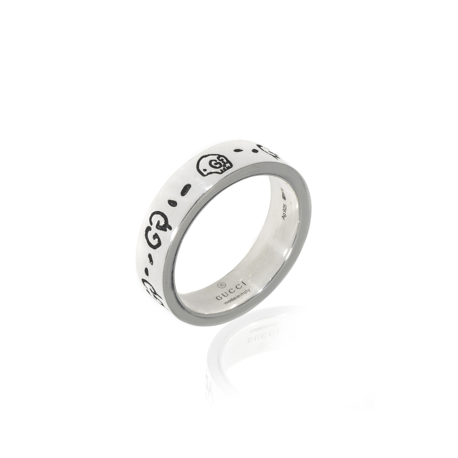 Gucci Ghost Sterling Silver Band Ring // Ring Size: 10.25