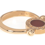 Bulgari Bulgari 18k Rose Gold Mother of Pearl + Carnelian Ring (Ring Size: 6.25)