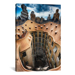 Rooftop View of Casa Mila (La Pedrera) With Group of Chimneys and Courtyard, Barcelona, Catalonia, Spain // George Oze (18"W x 26"H x 0.75"D)