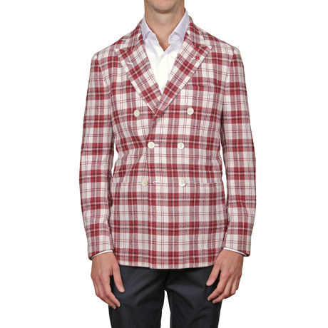 Plaid Double Breasted Blazer // Red (Euro: 46)