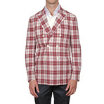 Plaid Double Breasted Blazer // Red (Euro: 52)