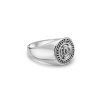 Flower Garden Leaves Curb Chain Crown Signet Ring // Silver (11)