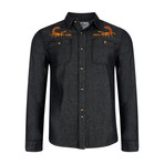 Peyote Denim Shirt + Scorpion Embroidery // Black (XS)