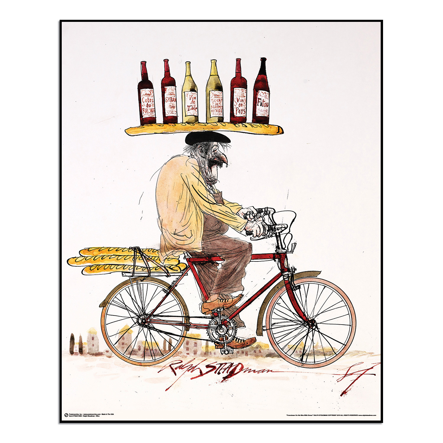 Wine (10"W x 12.5"H x 0.375"D) Ralph Steadman Touch of