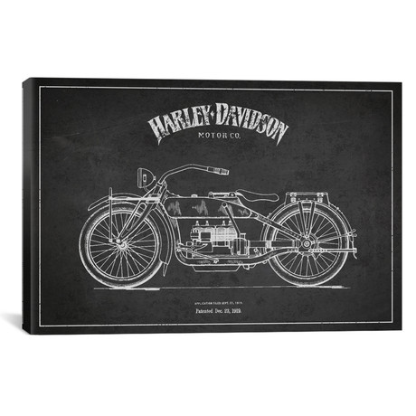 Harley-Davidson Charcoal Patent Blueprint // Aged Pixel (18"W x 26"H x .75"D)