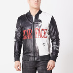 Scarface Leather Jacket // Black + White + Red (2XL)