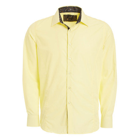 Pedro True Modern-Fit Long Sleeve Dress Shirt // Yellow (S)