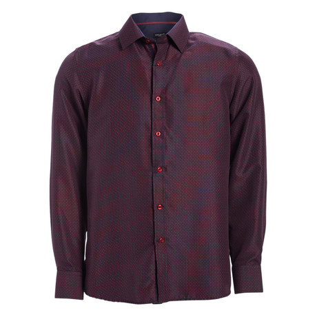 Peter True Modern-Fit Long Sleeve Dress Shirt // Burgundy (L)