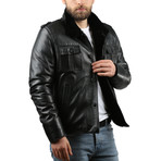Natural Leather Jacket V // Black (XS)