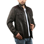 Jumbo Leather Jacket // Brown (3XL)