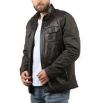 Jumbo Leather Jacket // Brown (L)