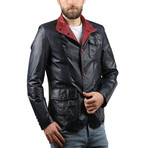 Tafta Leather Jacket // Navy Blue (L)