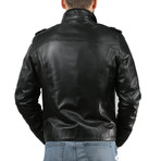 Natural Leather Jacket V // Black (L)